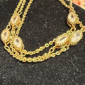 Pretty Bird Rose Gold Plated Necklace with Oval Accents 17-18.75 inches